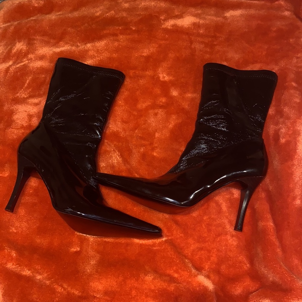 JL Faux Patent Leather Heel Boots, NWOT